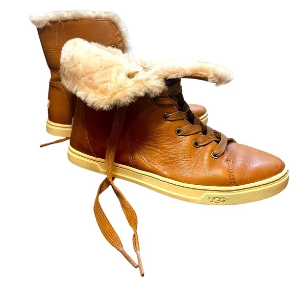 UGG starlyn high top leather sneakers | UGG leather boots with fur | size 7 - Picture 1 of 14